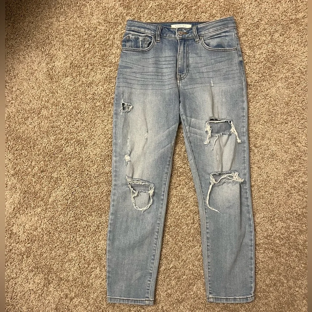 Euina High Waisted Distressed Jeans - Picture 1 of 6